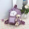 23x10x31cm Purple Kindergarten Children's Backpack Green Cub Stuffed Toy Rucksack Light Cute Rabbit Cartoon Girl Adjustable Shoulder Strap Knapsack