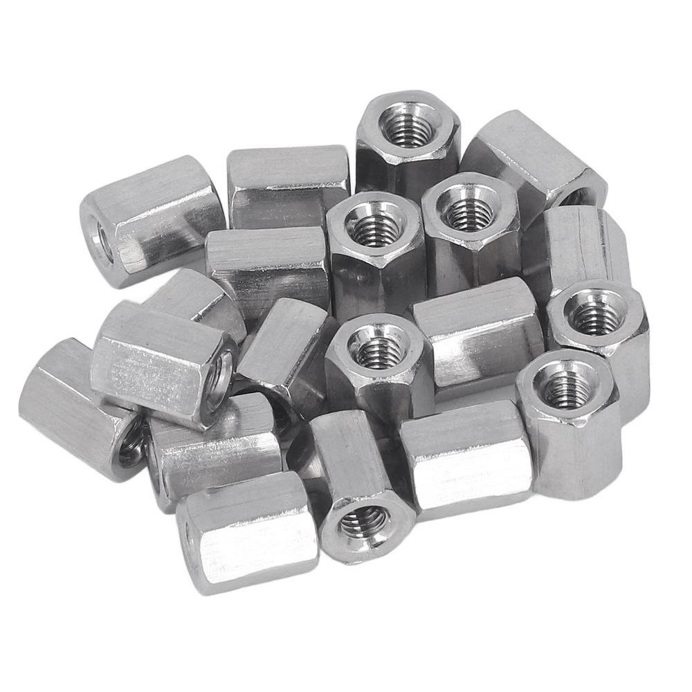 20pcs Fully Threaded Hex Coupling Nut Studding Connector Fastener Machine Installation