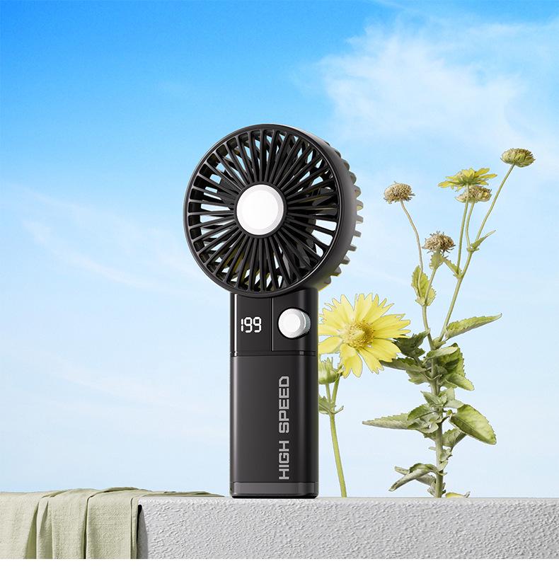 199-Speed Portable Handheld Mini Fan, High-Speed USB Charging with Digital Display & Lanyard