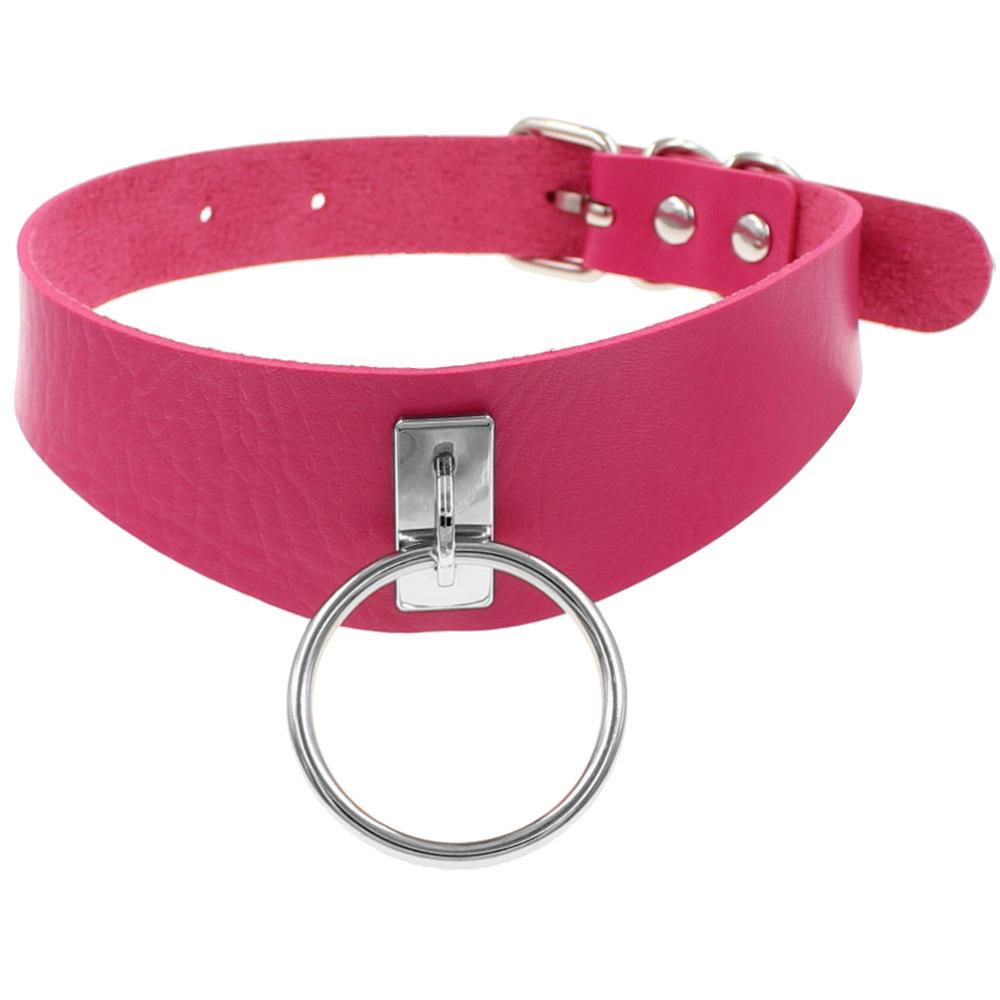 Европейско-американский стиль Харадзюку хип-хоп панк ожерелье-чокер из искусственной кожи с круглым кольцом