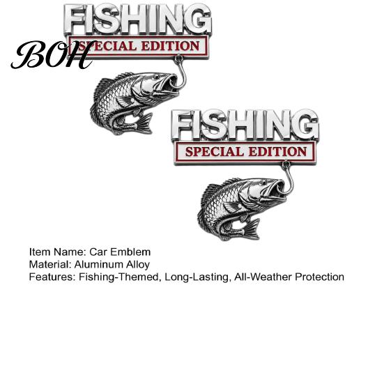 Premium Fishing Car Accessory Special Edition Emblem, Bass Badge for Vehicle, Waterproof Fishhook Metal Sticker Aluminum Fish Hook Decal Truck