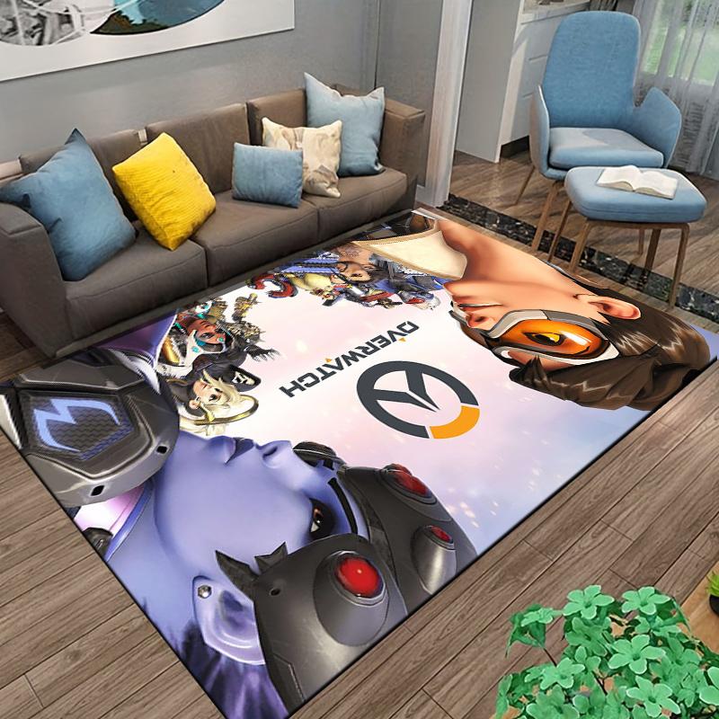 Фланелевый ковер с принтом фракций Overwatch, нескользящий, подходит для декора спальни, гостиной, детской комнаты