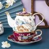 British Light Luxury Ceramic Teapot Afternoon Scented Tea Pot with Flower and Bird Single Pot Cup and Saucer Custom Gift Box Set