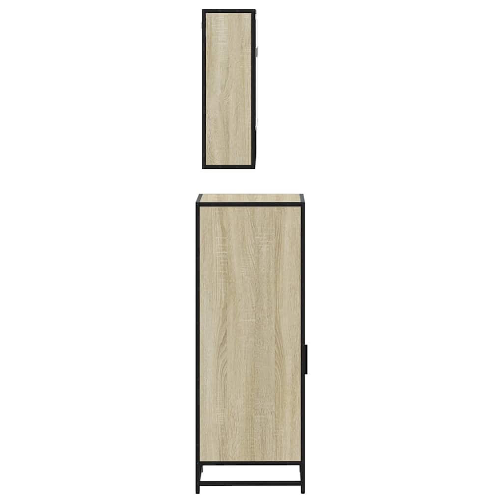 3 Piece Bathroom Furniture Set Sonoma Oak Wood Based Material