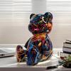 Desk Statue Resin Sitting Bear Sculpture Trendy Miniature Doll Home Decoration For Garden Holiday Furnishing Dorm Cabinet