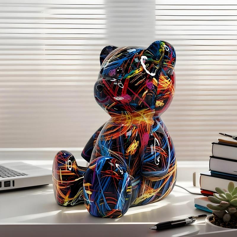 Desk Statue Resin Sitting Bear Sculpture Trendy Miniature Doll Home Decoration For Garden Holiday Furnishing Dorm Cabinet