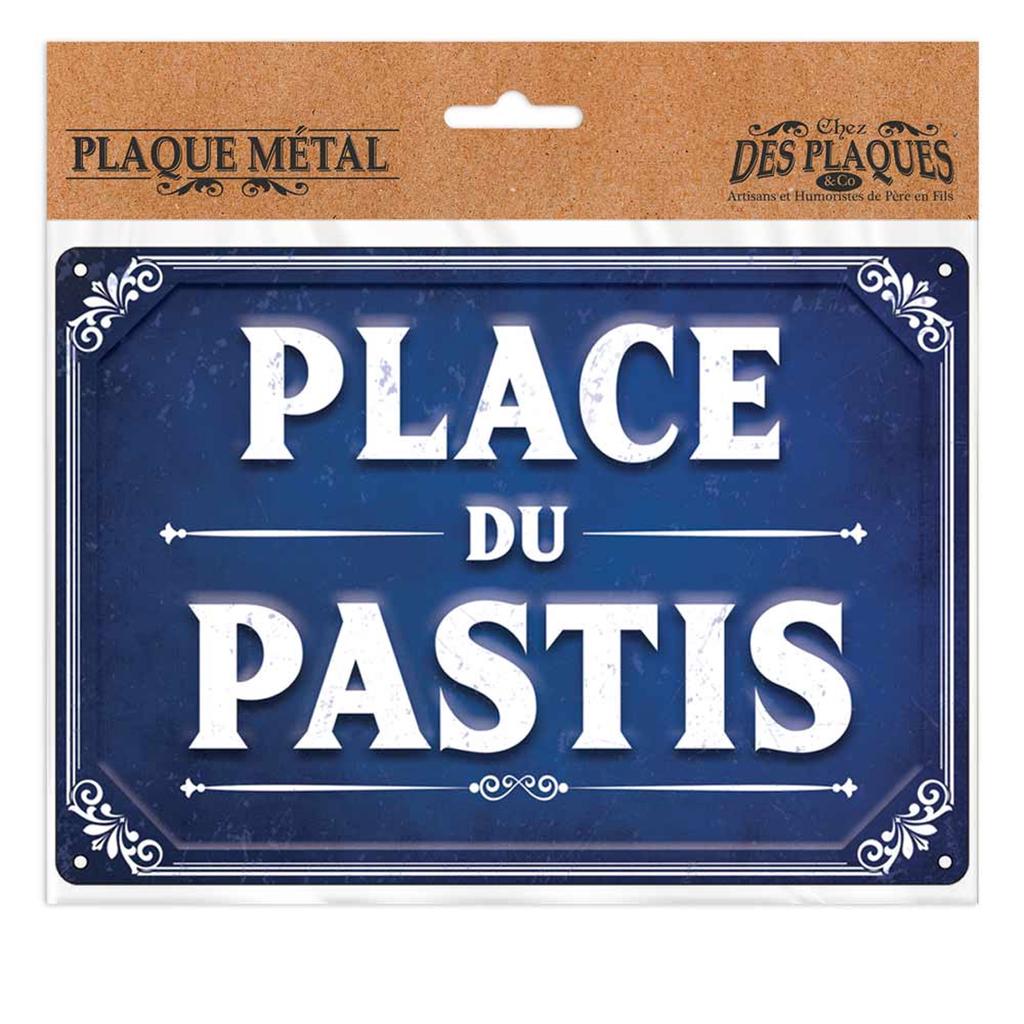 Les Trésors De Lily [R1102] - Metal Plate 'Place Du Pastis' Navy - 20x14 Cm