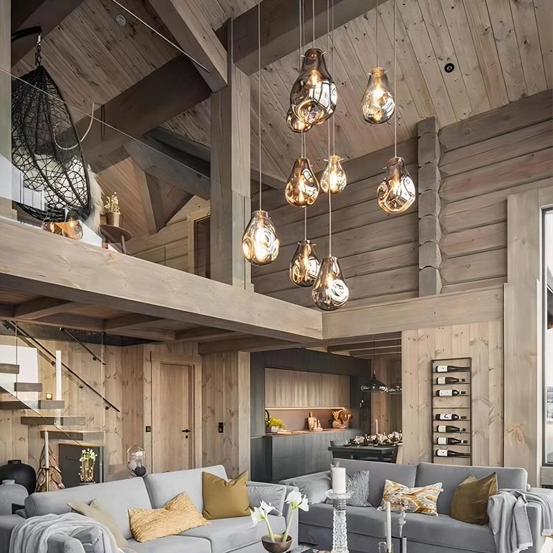 Современная креативная цветная стеклянная люстра, современная светодиодная подвесная лампа неправильной формы для кафе, столовой