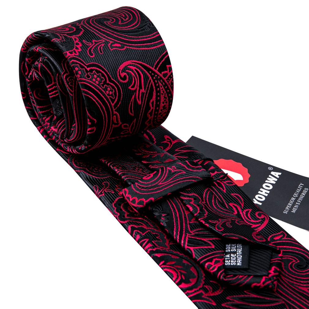 Barry.Wang Мужские модные галстуки с цветочным принтом, тканые шелковые галстуки с пейсли, носовые платки, запонки, формальные повседневные деловые галстуки