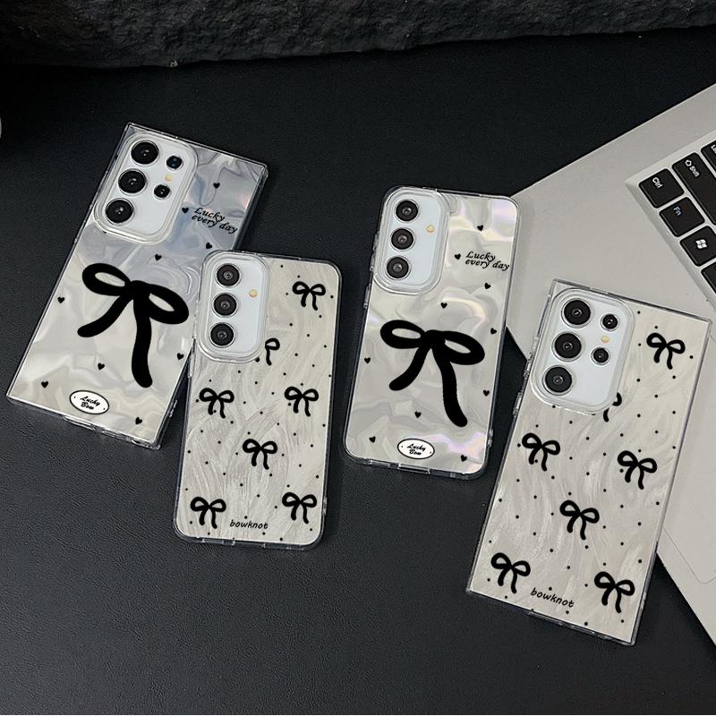 Тонкий чехол TPU с мягким краем и узором в виде банта для Samsung S25 Ultra S24 FE S23 A56 A36 A16 A55, сверкающий перьями, ударопрочный, блестящий, жесткий чехол для задней панели из ПК