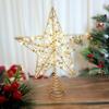 LED Star Christmas Tree Topper Glitter Gold Metal Star Light Ornament Battery Powered