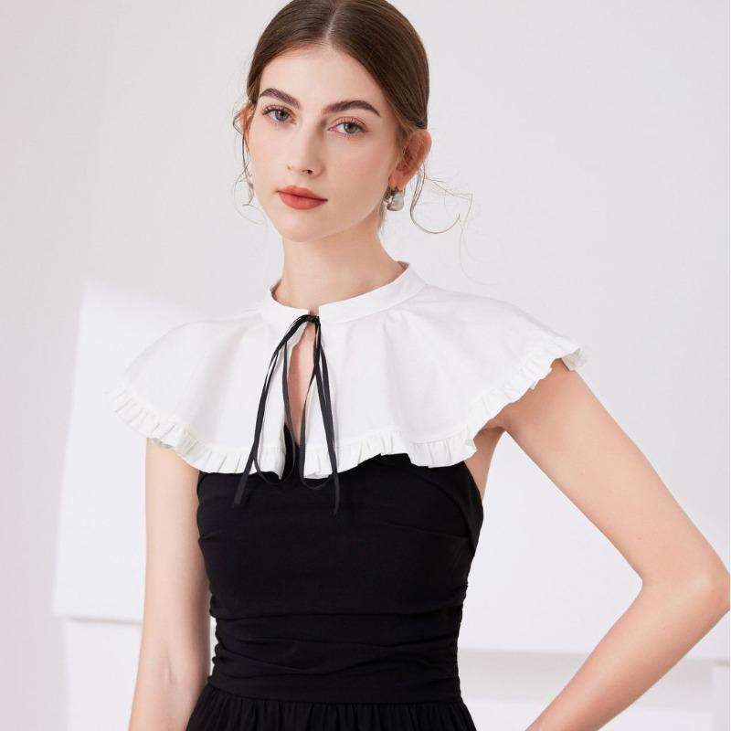 Ruffled Choker Fake Collar for Women Shirt Detachable Adjustable False Collar Neckwear Shoulder Wraps Cape