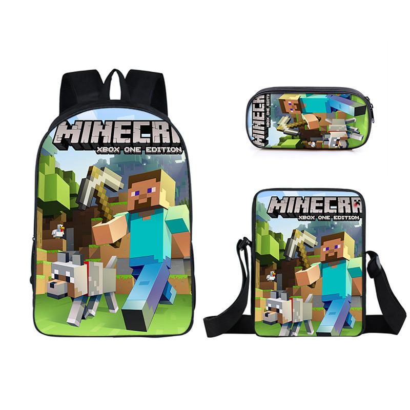 Minecraft Cartoon Game Character Printed Children Large Backpack Capacity