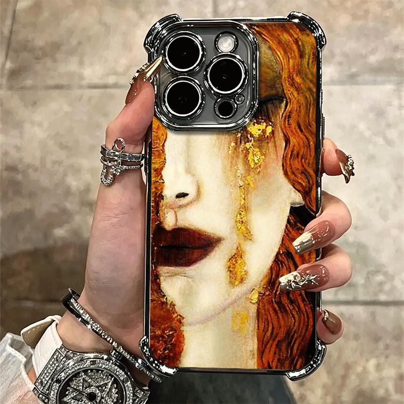 Чехол для телефона с покрытием 'Поцелуй' Густава Климта для iPhone 16 17 Pro Max Air 16E 14 15 Plus 12 13 Mini, противоударный, с воздушной подушкой
