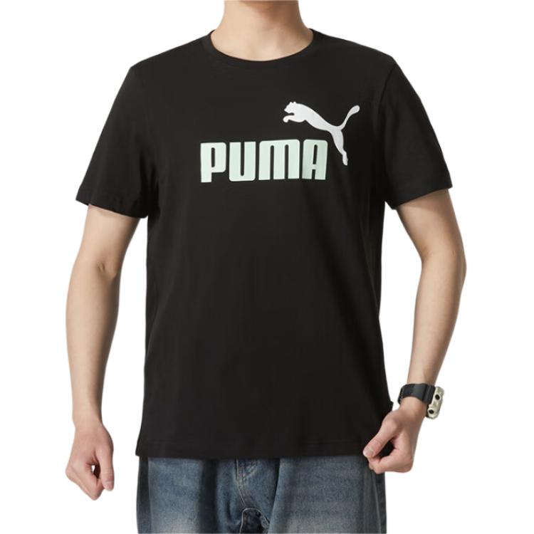 Puma Футболка с коротким рукавом и круглым вырезом, впитывающая пот, с буквенным принтом, мужская, черная, 847666-97