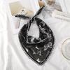 Fashion Butterfly Print Women's Turban Summer Lace Transparent Triangular Scarf Girl Silk Scarf Trendy Bandana Hair Accessories