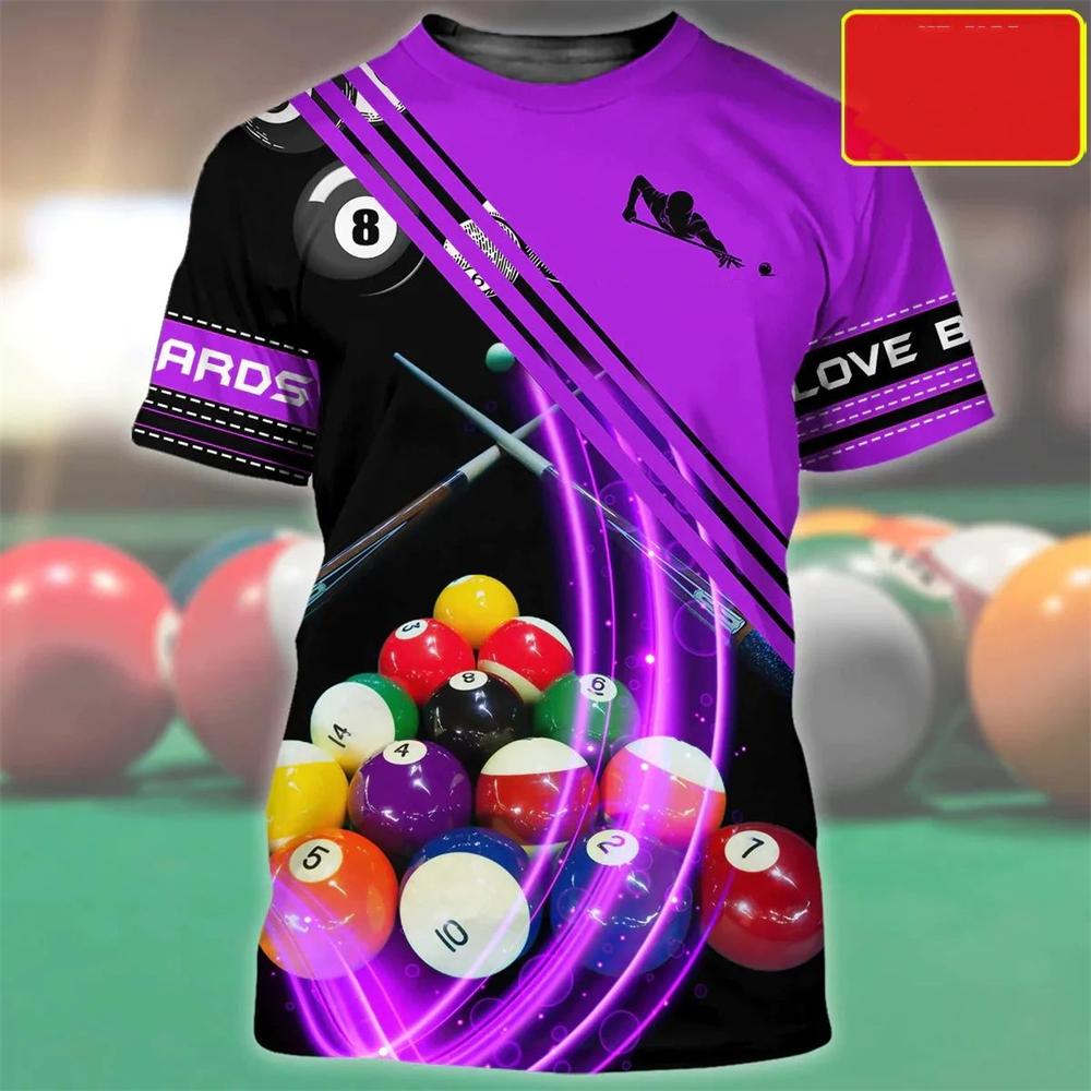Funny Billiards 3D Printed Summer Fashion Simple Men's And Women's Casual Sports Daily New Round Neck Short Sleeve T-shirt Tops