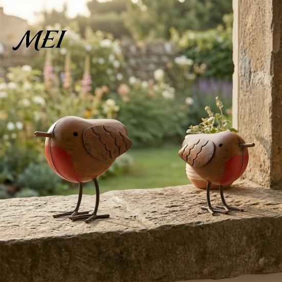 Handcrafted Animal Decor for Home Rustic Metal Birds Decoration, Outdoor Bird Garden Statue Decorative Ornaments, Unique Statues Birthday Gifts