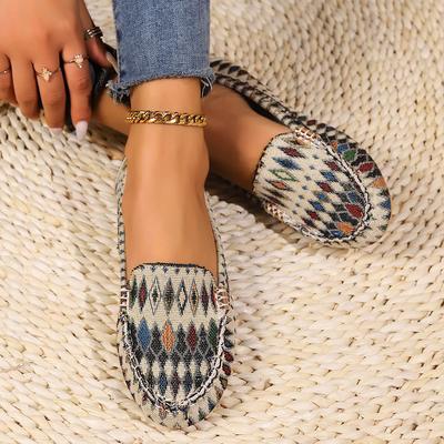 Цветочные ткани Lazy Person Flat Single Shoes Весна и лето Этнический стиль Узорчатые повседневные женские Single Shoes