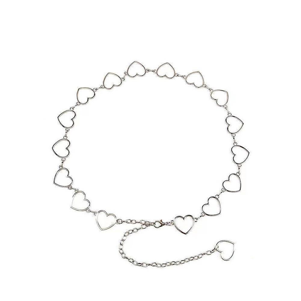 Women's Metal Waist Chain Fashion Heart Versatile Personalized Women's Waist Waistband Chain Be F3C5