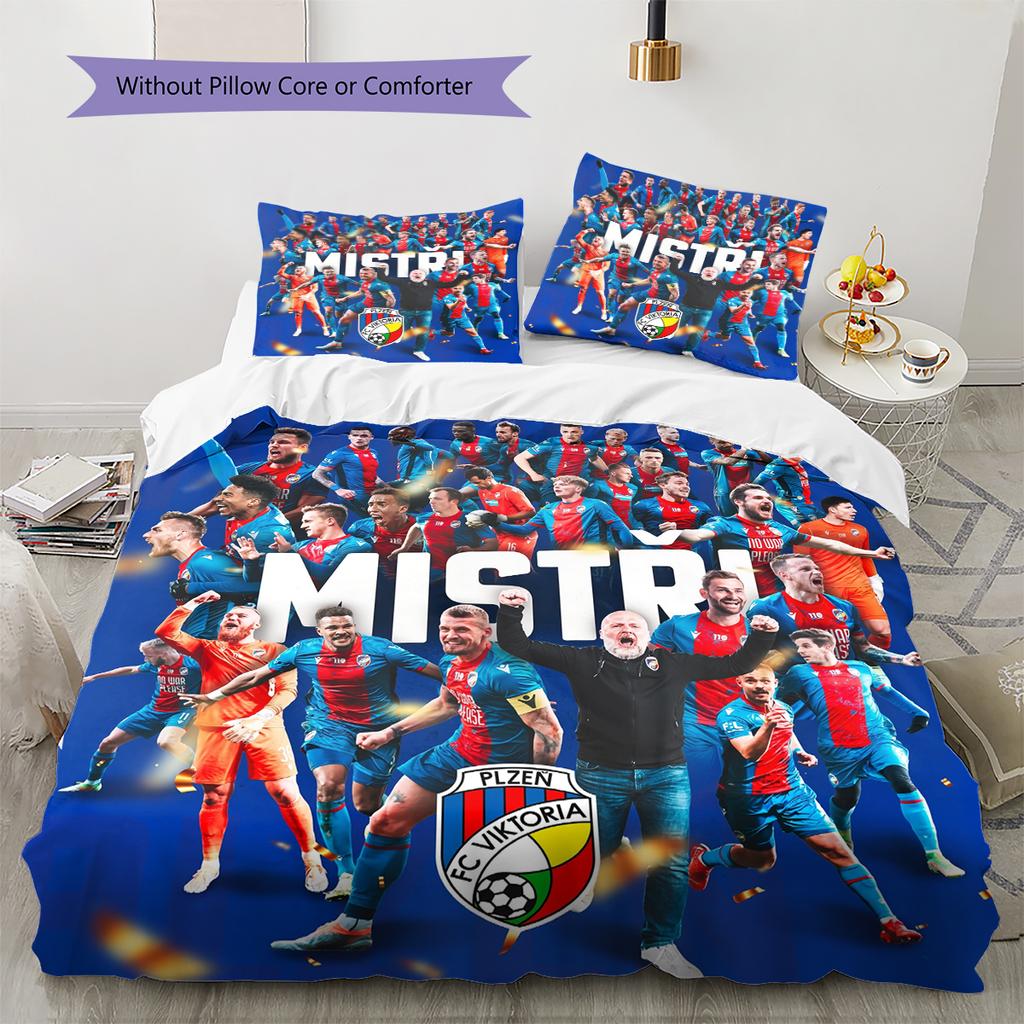 Viktoria Plzen Football Club Pattern Bedding Home Decoration Birthday & Festival Gift (1 * duvet cover + 2 * pillowcase, without core)