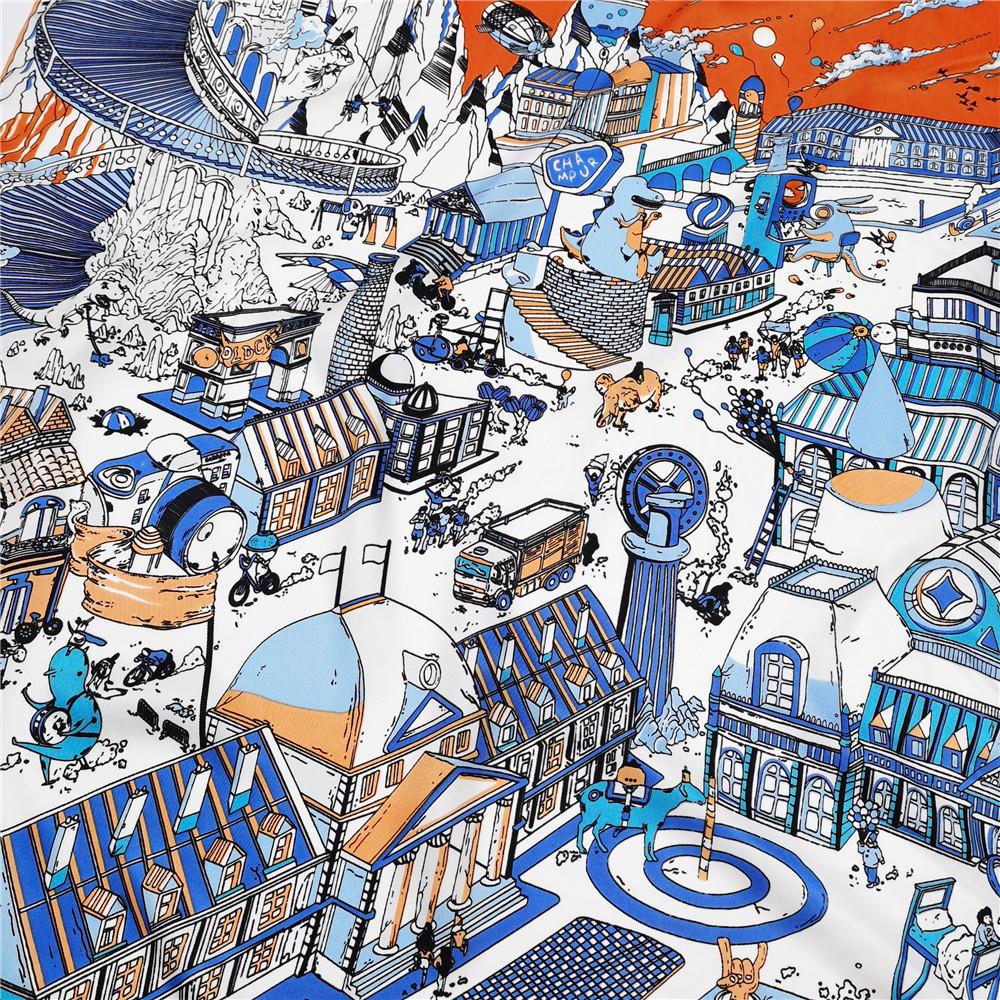 POBING Manual Hand Rolled Twill Silk Scarf Women Indian Feather Square Scarves Echarpes Foulards Femme Wrap Bandana Hijab 90CM