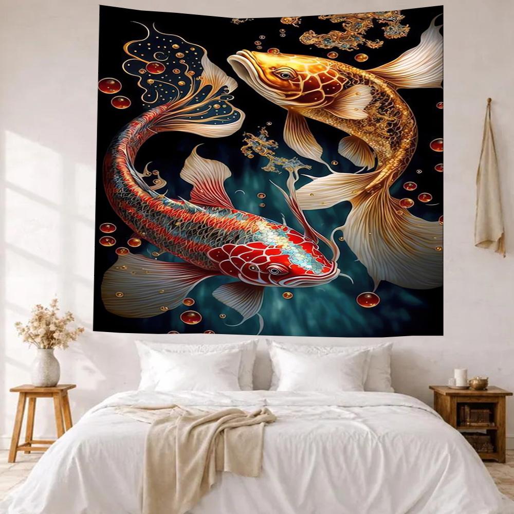 Fish Wall Decor Tapestry Art For Pet Memorial Birthdaywedding Party Backdrop Family Gift