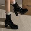 Модные женские туфли на высоком каблуке, ботильоны на платформе, модная кожаная элегантная обувь 2025 зима, новые короткие ботинки челси, туфли-лодочки для платья, zapatillas