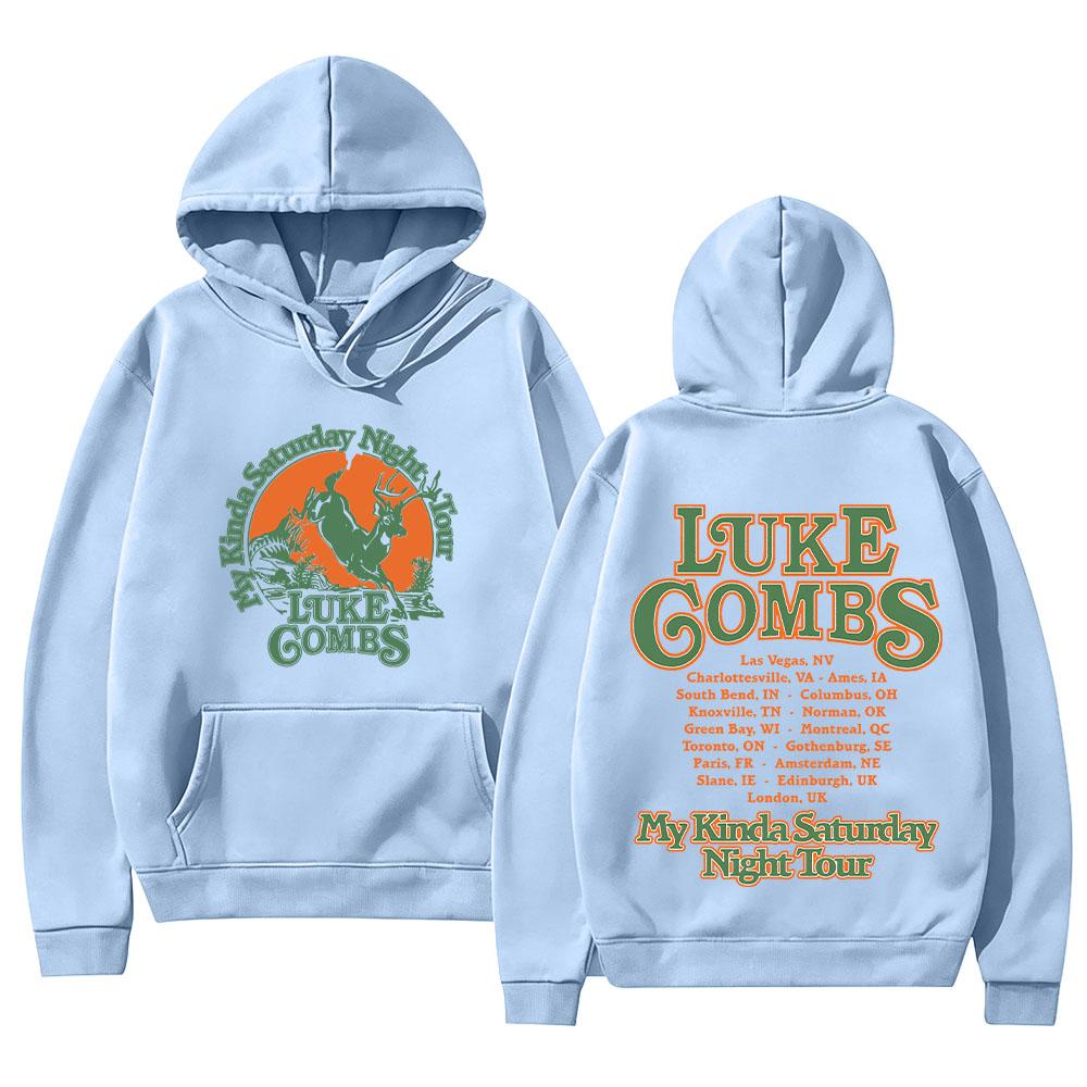Толстовка Luke Combs Тур Олень Тур 2026 Уличная одежда Двусторонняя Ретро Графический Принт Свитшот Унисекс Подарок для Музыкального Фаната High Street Худи