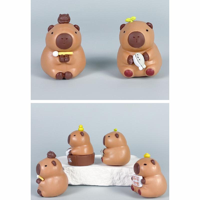 Cute Cartoon Bath Capybara Mini Model Ornament Set For Cute Toy Fans