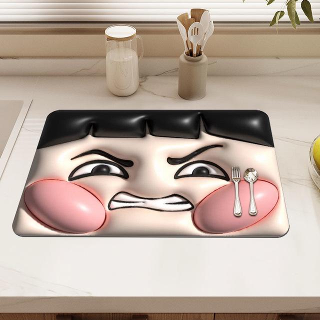 3d Stereoscopic Drain Pad Rubber Dish Drying Mat Super Absorbent Drainer Mats Tableware Bottle Rugs Kitchen Dinnerware Placemat