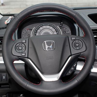 Для Honda CR-V CRV 2012 2013 2014 2015 2016 Черная нескользящая кожаная накладка на руль автомобиля, сшитая вручную