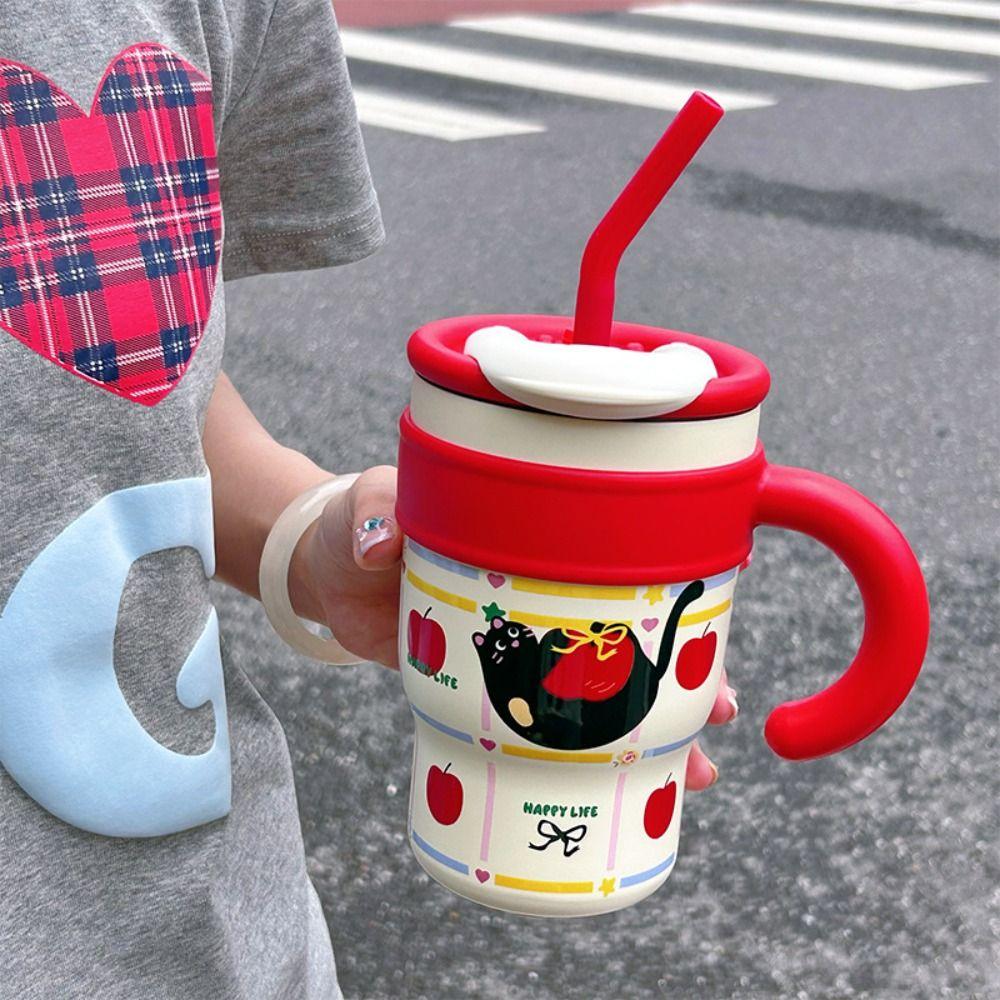 Stainless Steel Cat Thermos Cup Portable Coffee Mug Fashion Insulation Cup  Office
