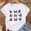 (Asian Size) Women Butterfly Love Sweet 90s Clothing Print Tee Top Fashion T Shirt Woman Female Short Sleeve Graphic T-shirts