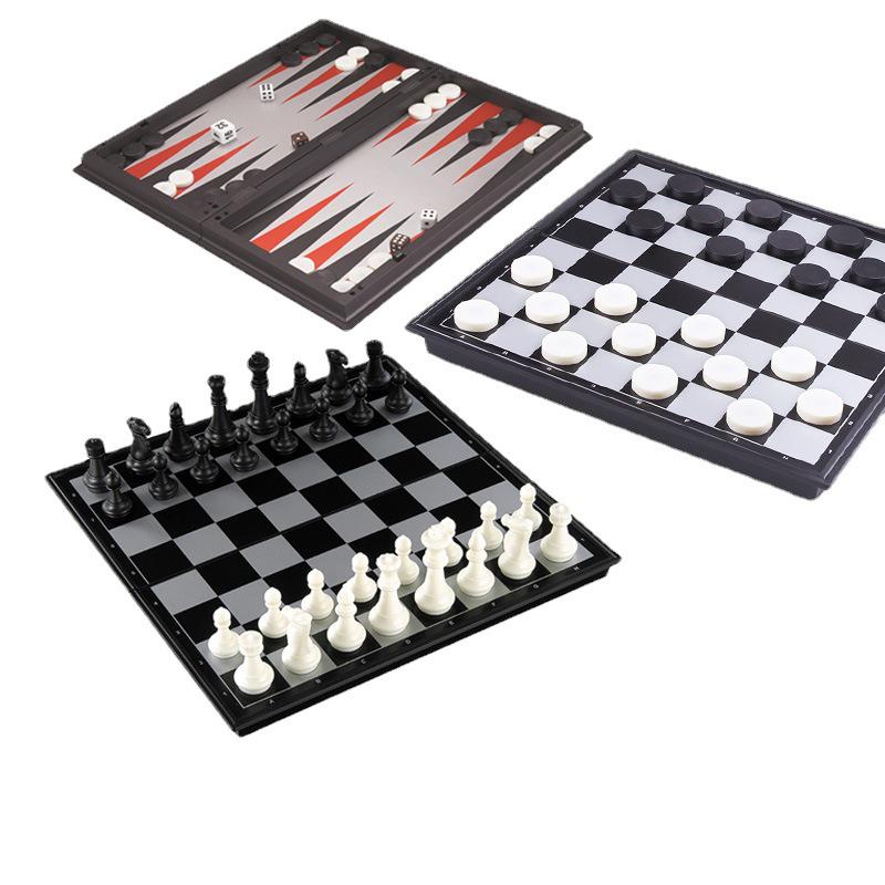 Youbang Three-in-One Magnetic Folding Chess, Checkers, and Backgammon Game Set (Medium)
