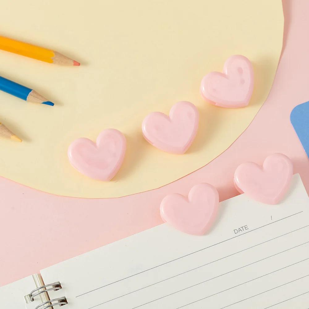 10 шт./лот скрепки в форме сердца, симпатичные многоцелевые маленькие пластиковые скрепки для школьников и студентов