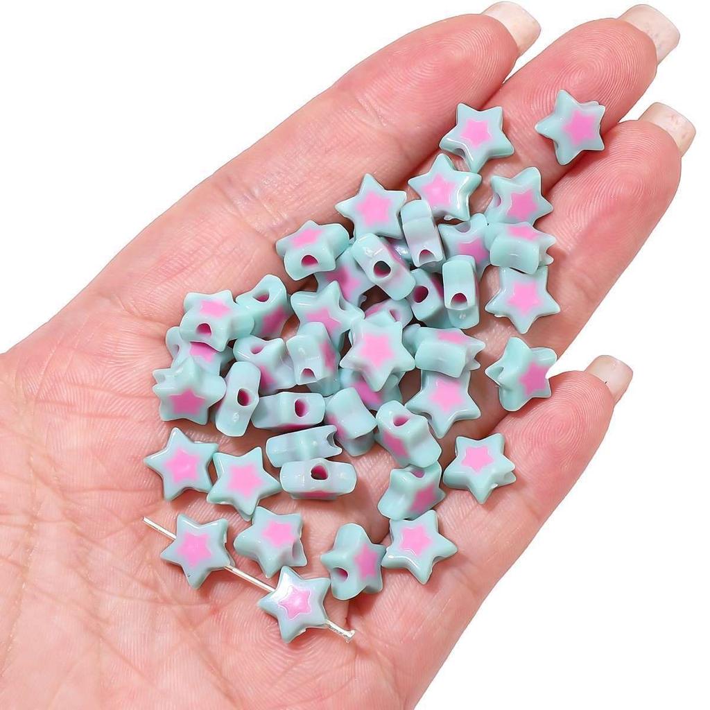 Бусины для браслетов ручной работы Акриловые двухцветные бусины Пентаграмма Бусины россыпью Бусины ручной работы Ожерелье из бисера своими руками Ювелирные изделия Аксессуары