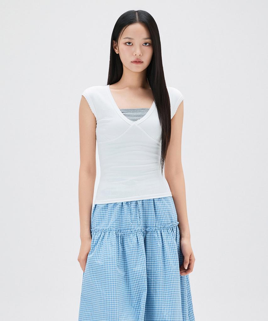 MIXXO Кружевная футболка с короткими рукавами_Miwhwg49Ss
