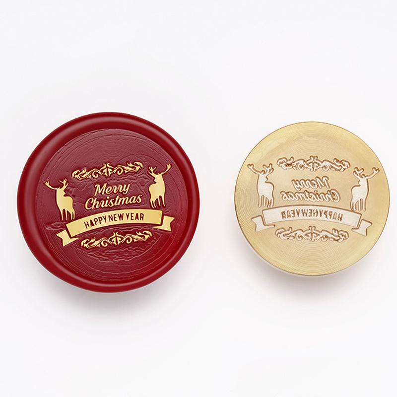 Счастливого Рождества сургучной печатью головы рождественские новогодние печати серии