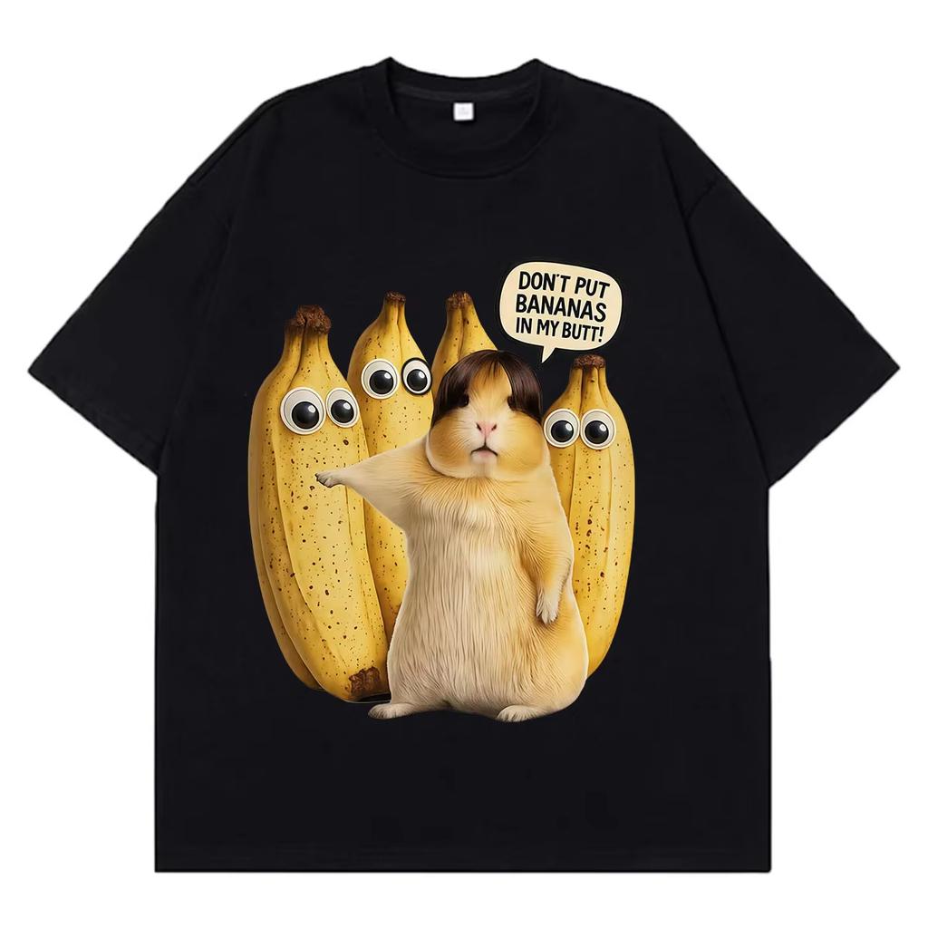 Funny Hamster Banana Animal Meme Graphic T Shirt Unisex Unisex Hiphop Tshirt Summer Shortsleeved Loose Casual Cotton Tshirts