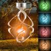 Led Metal Solar Powered Wind Chime Spiral Gyro Light Color Change Hanging Light
