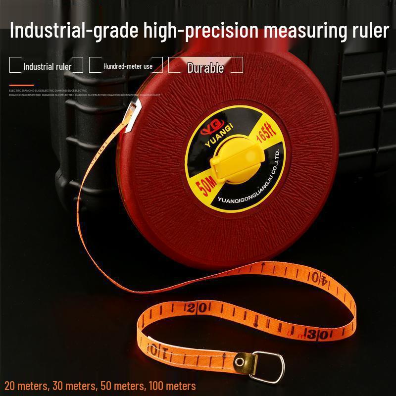 50m Waterproof Fiber Tape Measure - Durable Soft Engineering Measuring Tape for Precise Measurements