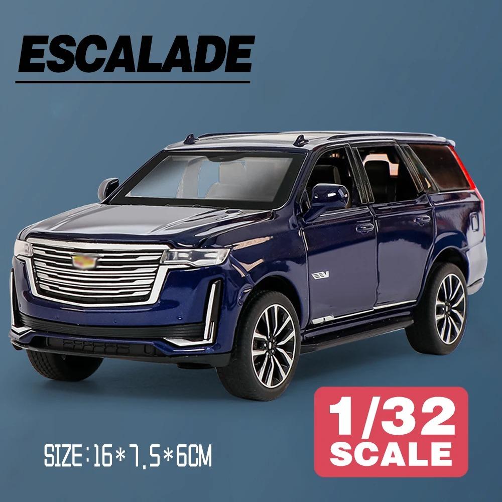 Модель автомобиля 1/32 для внедорожника Cadillac Escalade, литой игрушечный автомобиль со звуком и светом, инерционный механизм, многоцветный