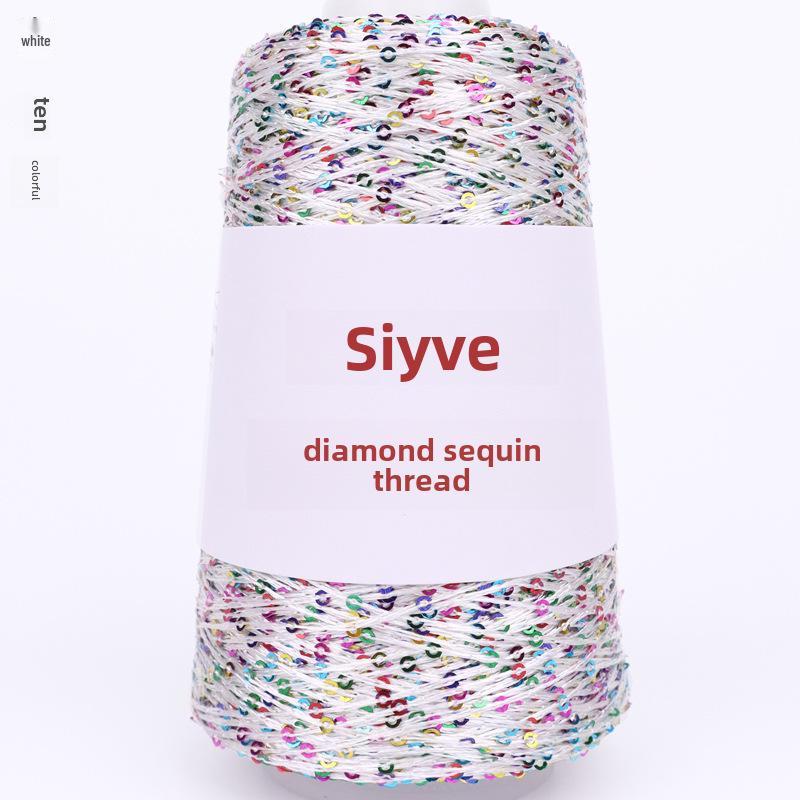 Пряжа с пайетками Siyue 2 мм - шерстяная пряжа ручной работы для проектов своими руками (100г)