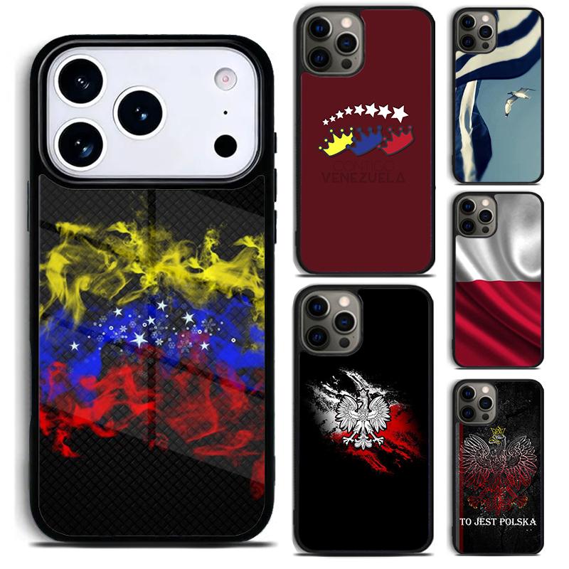 Чехол для телефона с флагами Греции, Польши, Венесуэлы для iPhone 17 16 15 Pro Max Air 14 13 12 11 Plus Ударопрочный чехол