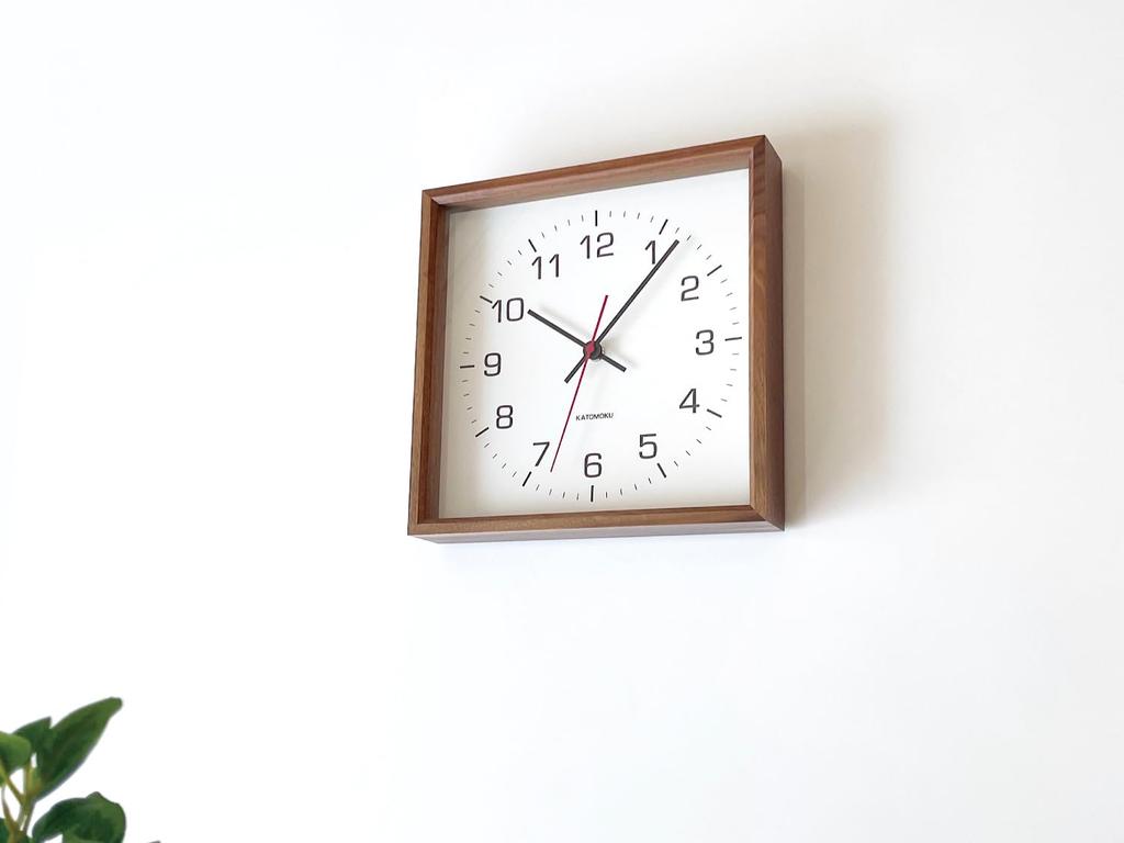 KATOMOKU muku square clock 2, walnut, km-65WA, wall clock with continuous second hand (quartz clock)