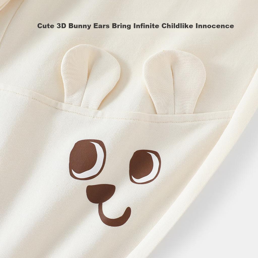 YUZHAOLIN Children's Sweatpants, Girls' Spring Knitted Long Pants, Kids' Pure Cotton Comfortable Casual Pants, Standing Ear Little Rabbit Desig