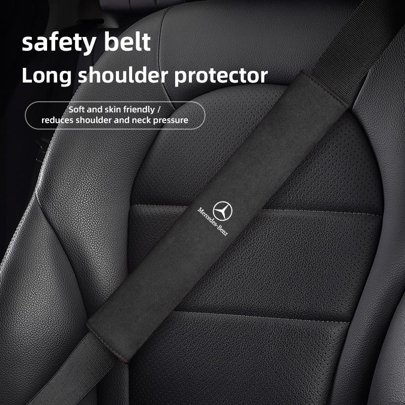2Pcs Luxury Suede Fur Seat Belt Shoulder Cushion For Mercedes Benz AMG W204 W205 W203 W211 W212 W213 W201 W210 W168 W169 GLE GLC CA1