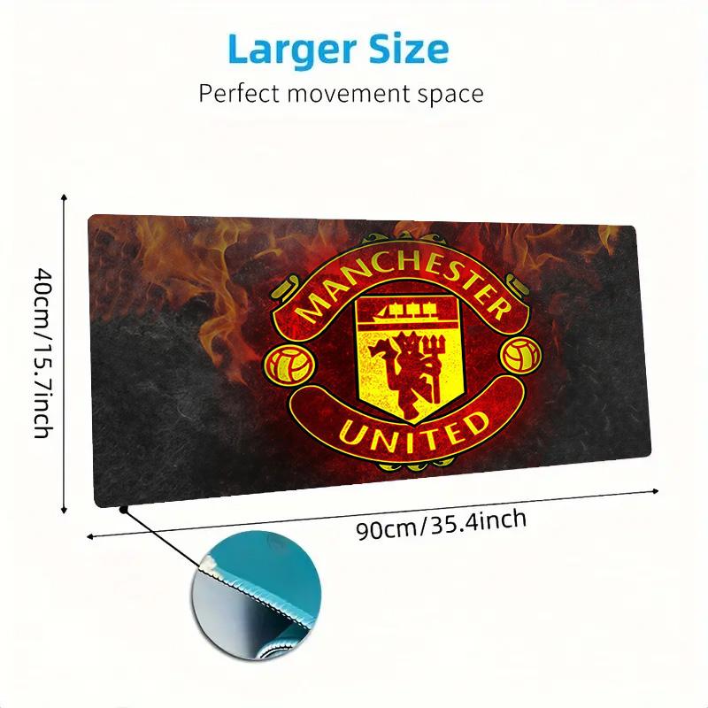 Man United3 Print Cushion Non-slip Laptop Tablet Big Mousepad XXL Mat Mini PC Playmat With Lock edge