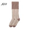 Winter Cold Feet Relief Thickened Long Plush Socks for Women, Warm Coral Fleece Socks, Calf Thermal Sleep Anti-static Contrast Color Indoor